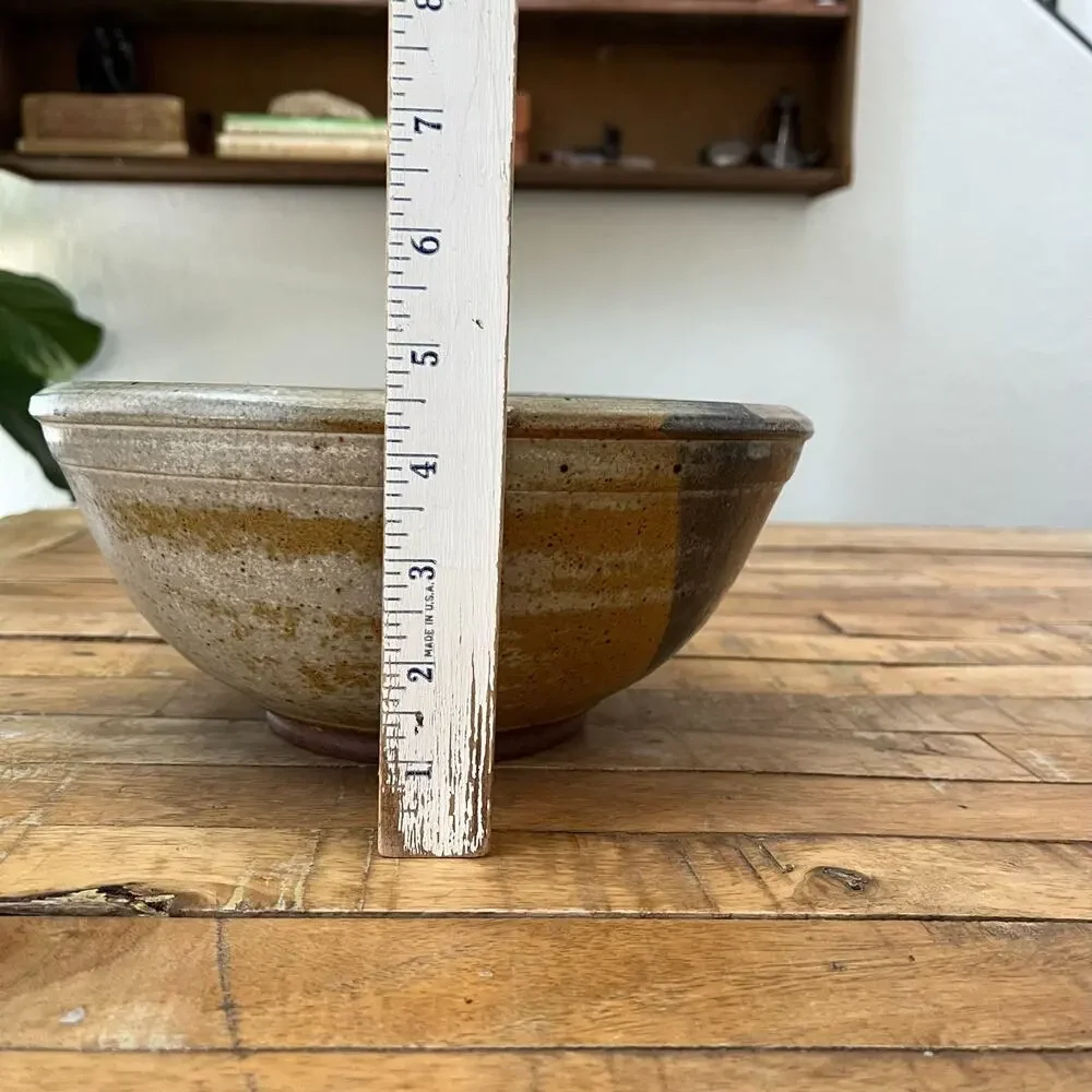 Studio Art Stoneware Bowl 9.75 in Blue & Gray Glaze Dipped Semi-Matte